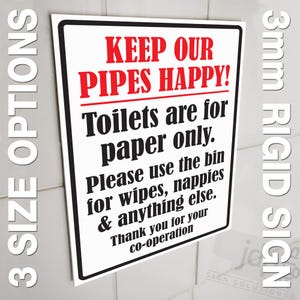 Toilettes pour papier uniquement Salle de bain Guest House Hotel - Intérieur extérieur étanche en PVC rigide 3 mm - 3 options de taille