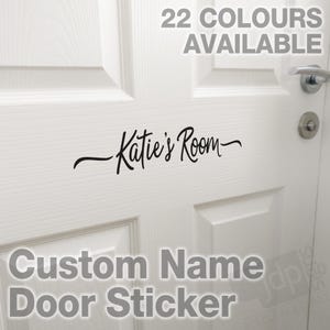 Sticker vinyle personnalisé pour porte de chambre à coucher - 22 couleurs disponibles - Largeur 300 mm
