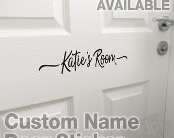 Custom Name Bedroom Vinyl Door Sticker Decal - 22 Colours Available - Width 300mm