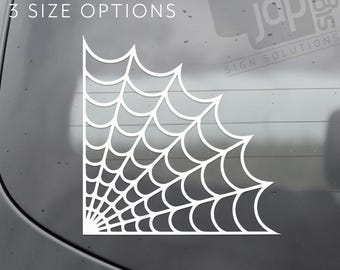 Corner Spider Web Vinyl Decal Halloween Horror Window Bumper Sticker - 3 Sizes - 12 Colours Available