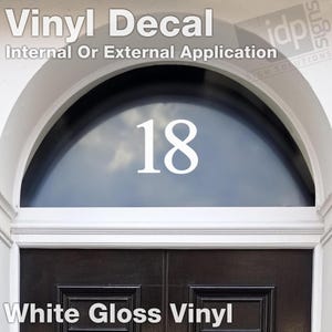White Fanlight Door House Number Vinyl Decal Sticker - 3 Size Options - Symbol