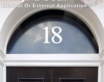 White Fanlight Door House Number Vinyl Decal Sticker - 3 Size Options - Symbol