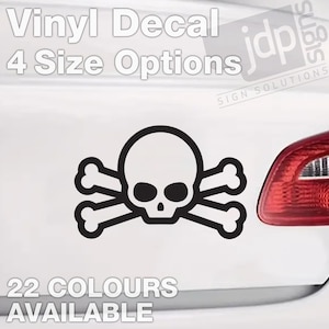 Skull And Crossbones horror sticker - venster auto vinyl bumper sticker - 4 maatopties - 22 kleuren beschikbaar