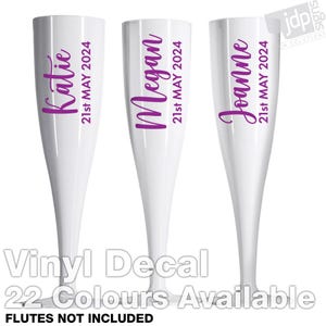 1 x Birthday Custom Name & Date Champagne Flute Wine Glass Vinyl Sticker Decal - 22 Colours Available