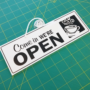 Cafe Open and Closed 3mm Rigid 80mm X 240mm Sign, Shop Window Door - 10 ...