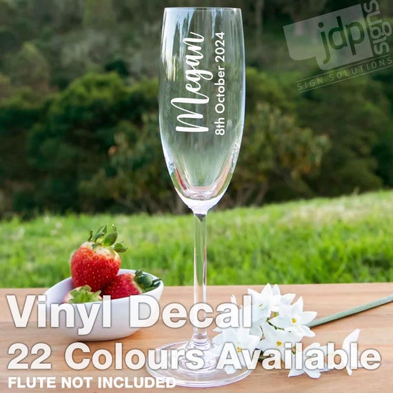 1 X Wedding Custom Name & Date Champagne Flute Wine Glass Vinyl Sticker  Decal - 22 Colours Available - Etsy