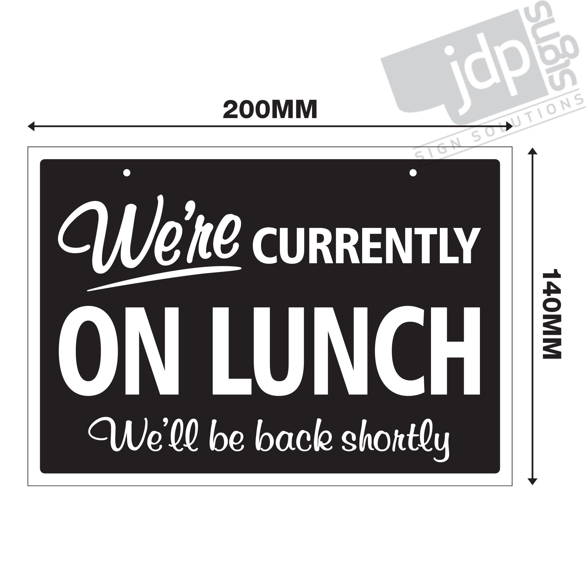 we-re-currently-on-lunch-we-ll-be-back-shortly-3mm-rigid-140mm-x-200mm-sign-shop-window-door-21-colours-etsy