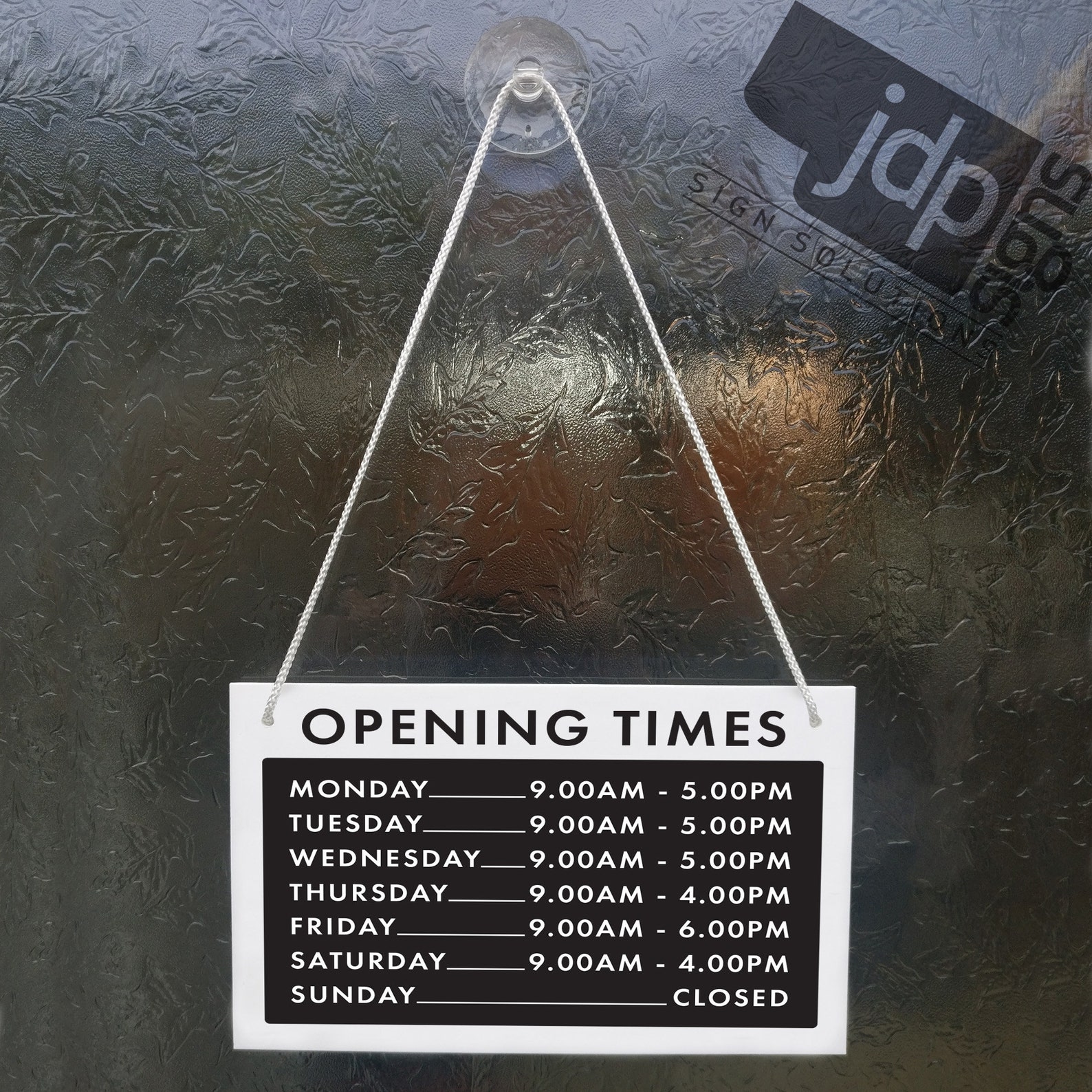 Bespoke Opening Times 3mm Rigid 165mm X 230mm Sign, Shop Window Door ...