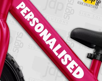 2 x Personalised Bike Frame Text Stickers Vinyl Decal Mountain Cycle BMX - 22 Colours Available - A8