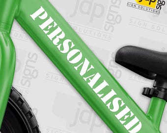 2 x Personalised Bike Frame Text Stickers Vinyl Decal Mountain Cycle BMX - 22 Colours Available - A13