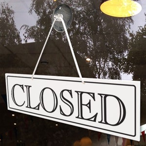 Open and Closed 3mm Rigid Hanging Sign 65mm X 240mm, Shop Window Door ...