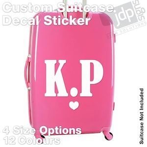 Personalised Initials Suitcase Luggage Vinyl Sticker Decal - 4 Size Options - 12 Colours Available