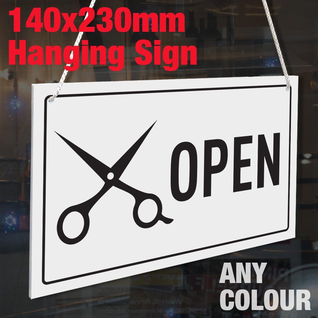 Barbers Open and Sorry Closed 3mm Rigid 140mm X 230mm Sign, Shop Window ...