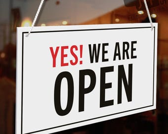 Yes! We Are Open / Sorry! We Are Closed 3mm Rigid 140mm X 230mm