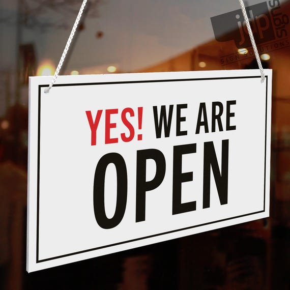 Yes! We Are Open / Sorry! We Are Closed 3mm Rigid 140mm X 230mm