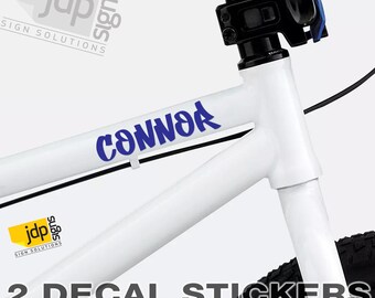 4 Piece Custom Bicycle Name Decal Set - Black & White USA Flag Bike Stickers