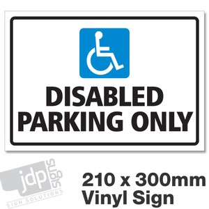 Disabled Parking Only External 3mm Rigid PVC Sign 210x300mm image 2