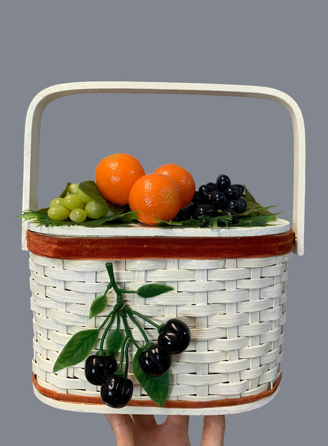 Vintage Circa 1950s Wicker Style Novelty Fruit Basket Box Bag Purse Etsy