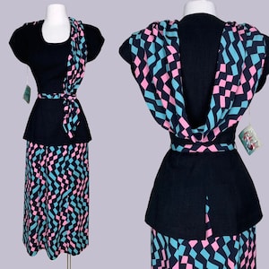 NOS 1940s Printed Rayon Afternoon Dress/ WW2 Dress / early 40s Day Dress