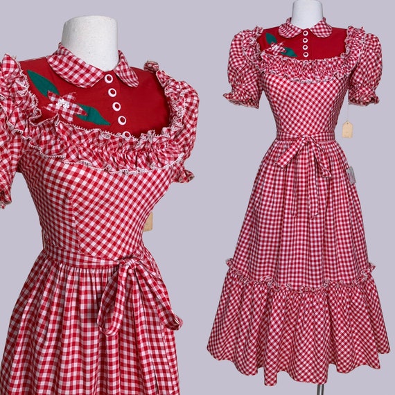 NOS 1940s-50s Gingham Cotton Dress