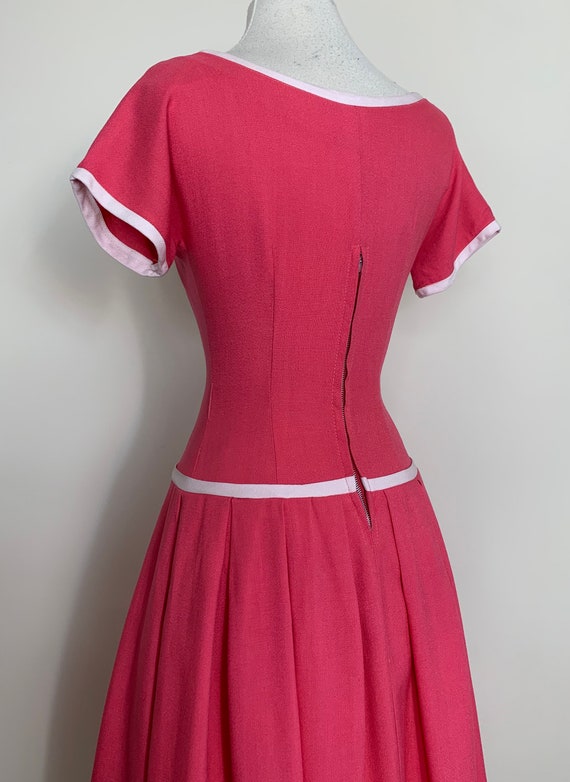 Raspberry Sorbet early 1950s New Look Day Dress /… - image 7