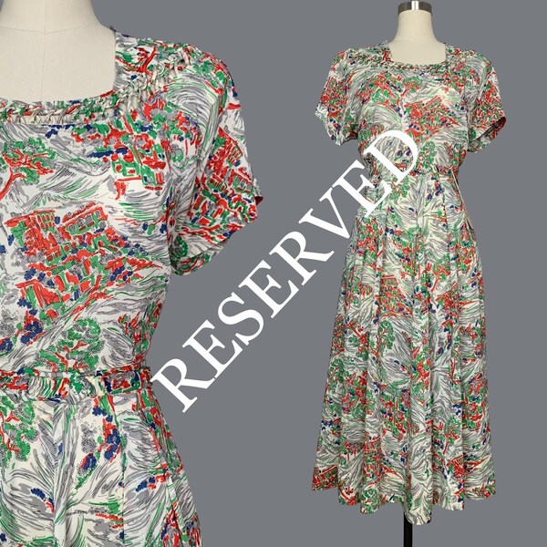 RESERVED 1940s rayon dress  / 1940s fashion