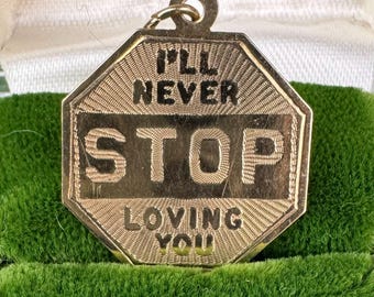 Vintage 14K 585 Gold Engine Turned Heart Pendant I'll never stop loving you