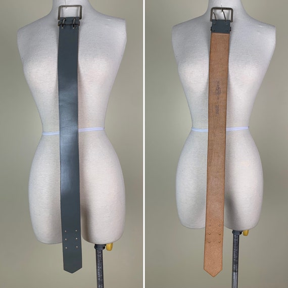 1950s Gray Leather Cinch Belt - image 5