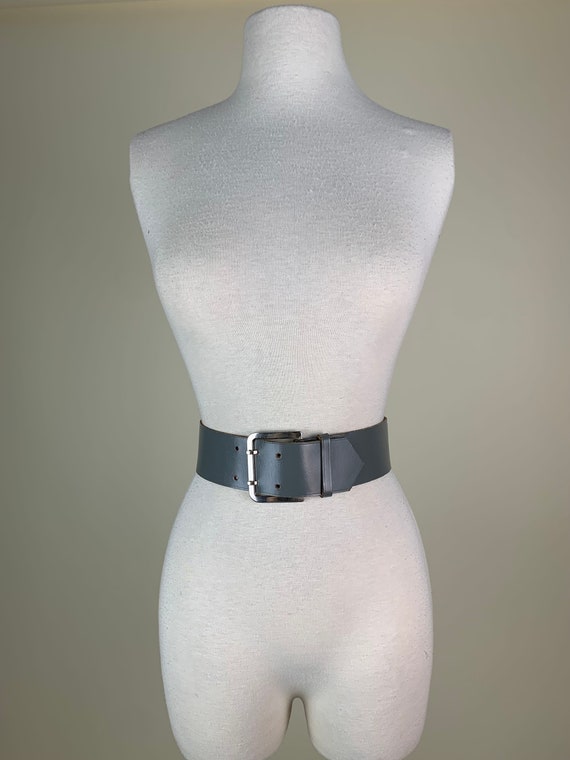 1950s Gray Leather Cinch Belt - image 3