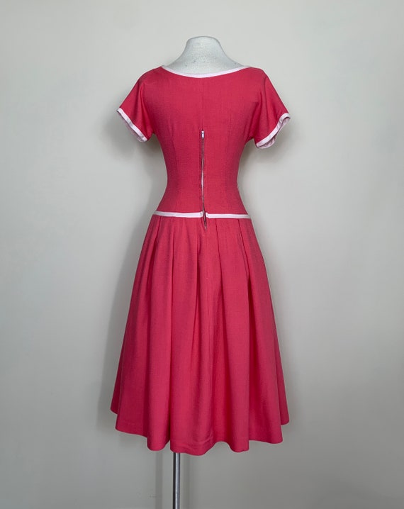 Raspberry Sorbet early 1950s New Look Day Dress /… - image 6