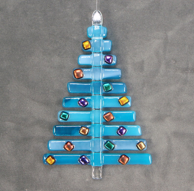 Fused Glass Christmas Tree With Ornaments Etsy