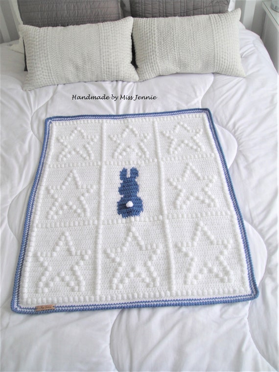 Bunny And Star Crochet Baby Blanket Crib Blanket Stroller Etsy