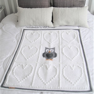 Crochet Owl Baby Blanket Pattern: Heart Afghan (PDF Pattern)
