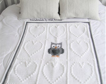 Crochet Owl Baby Blanket Pattern: Heart Afghan (PDF Pattern)