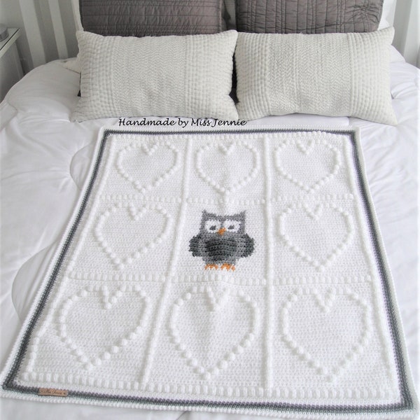 Crochet OWL Baby Blanket Pattern, Owl Blanket Pattern, Baby Afghan Pattern, Crochet Blanket pattern