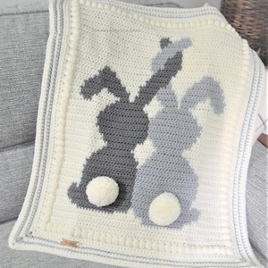 Crochet Baby Blanket Pattern, Bunny Blanket pattern, Baby Afghan pattern image 1