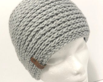 Crochet Hat, Womens Beanie, Silver Grey Hat, Womens Fashion hat