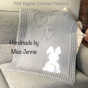 CROCHET PATTERN, Digital blanket pattern, Bunny Love Blanket, Baby Blanket pattern, Bunny blanket pattern