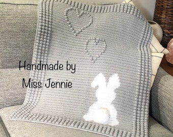 Bunny Love Crochet Blanket Pattern: Baby Afghan (PDF Digital Download)