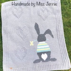 Crochet Bunny Baby Blanket Pattern: Flowers With Love (PDF Pattern)