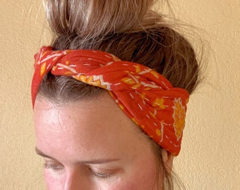 Kantha Head Wraps, Festival Headwrap, Kantha Headbands, Kantha Neck Scarf Ties