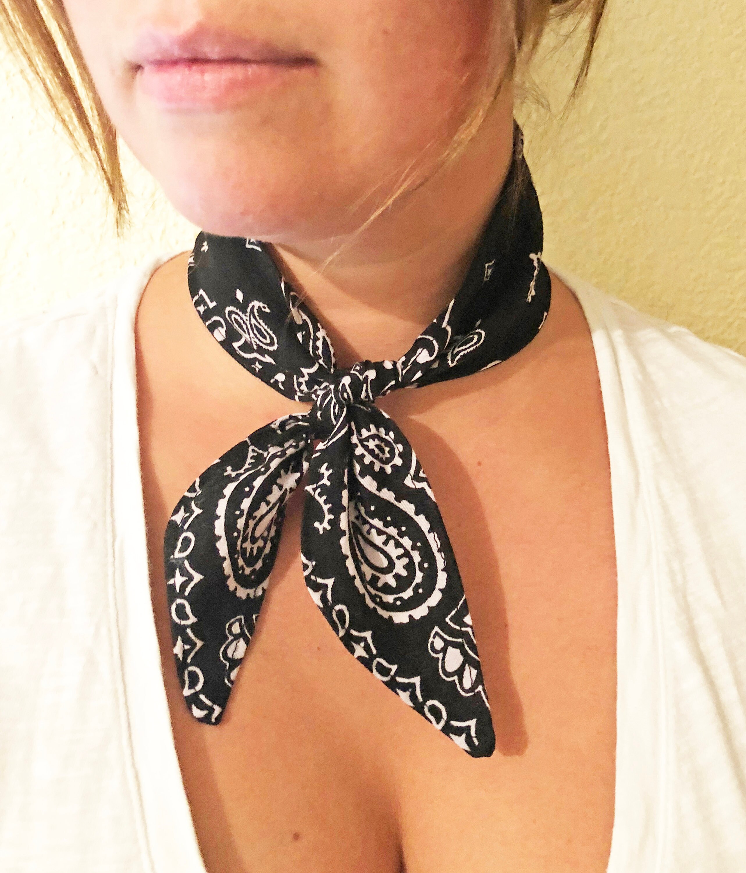 Black Bandana Western Scarf Tie Black Paisley Neck Bandana - Etsy