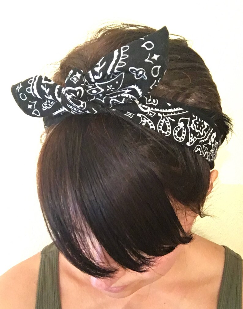 Black Bandana Headband for Women Paisley Bandana Headband Etsy