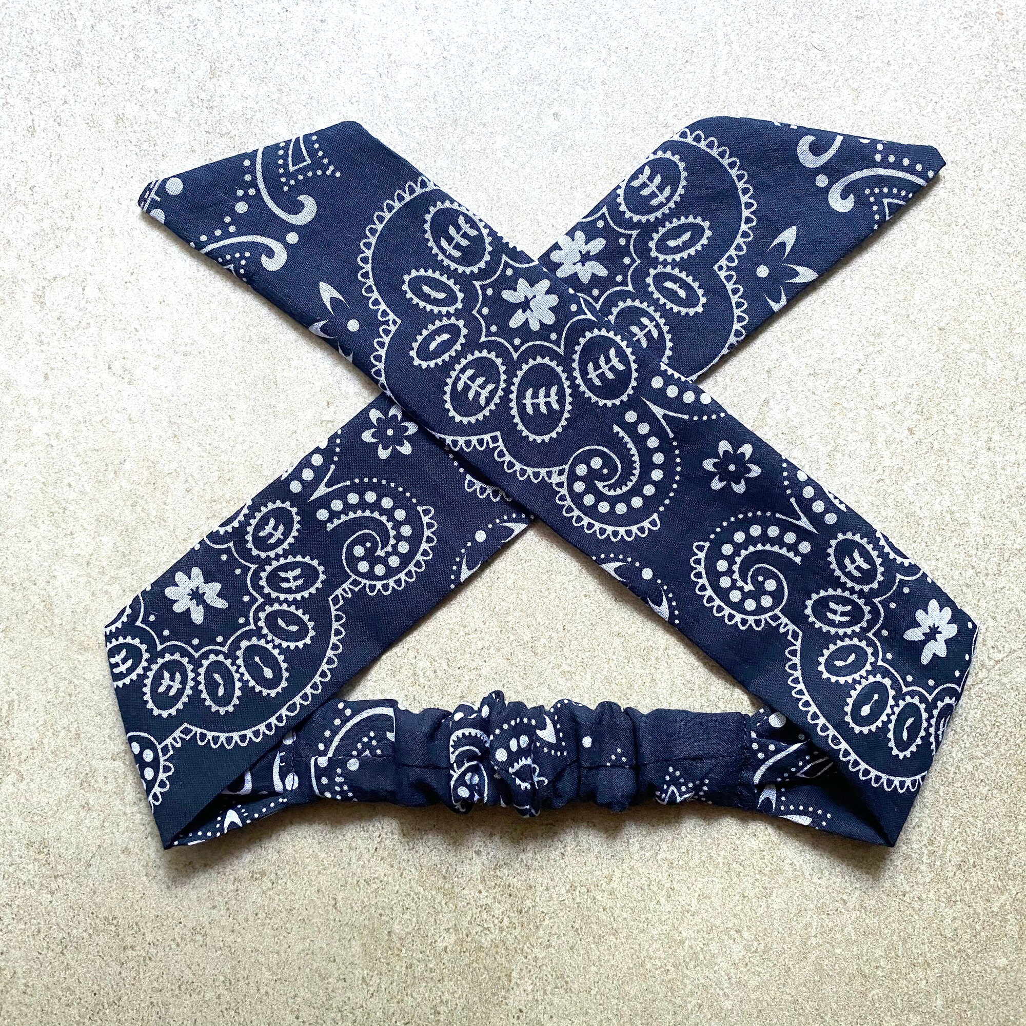 Navy Blue Bandana Headband Navy Bandana Paisley Headband Etsy