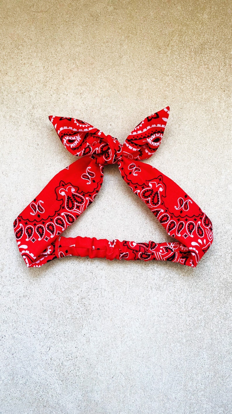 Red Bandana Headband Women's Paisley Hair Bandana Baby Etsy