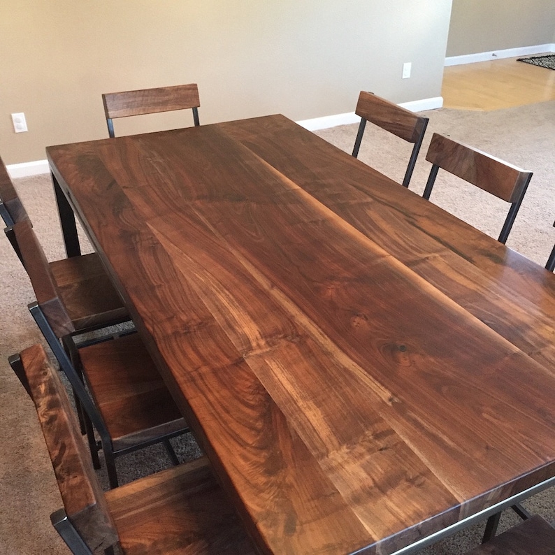 Black Walnut Dining Table, Steel leg walnut table, Modern dining table, Sustainable table, Reclaimed Wood, Industrial Table, Handmade table image 4