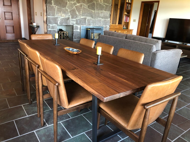 Black Walnut Dining Table, Steel leg walnut table, Modern dining table, Sustainable table, Reclaimed Wood, Industrial Table, Handmade table image 1