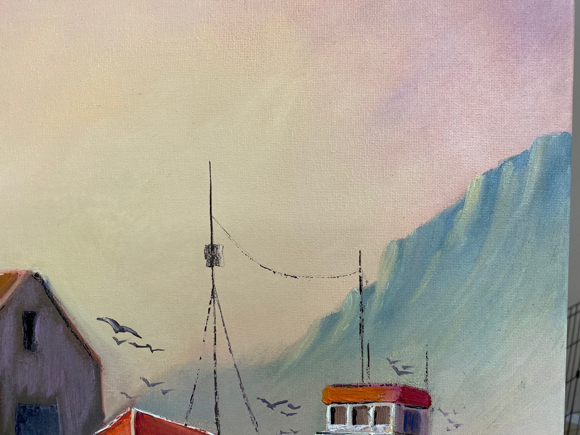 Boats in a Harbor. Original Oil Painting on Canvas. 20x Etsy