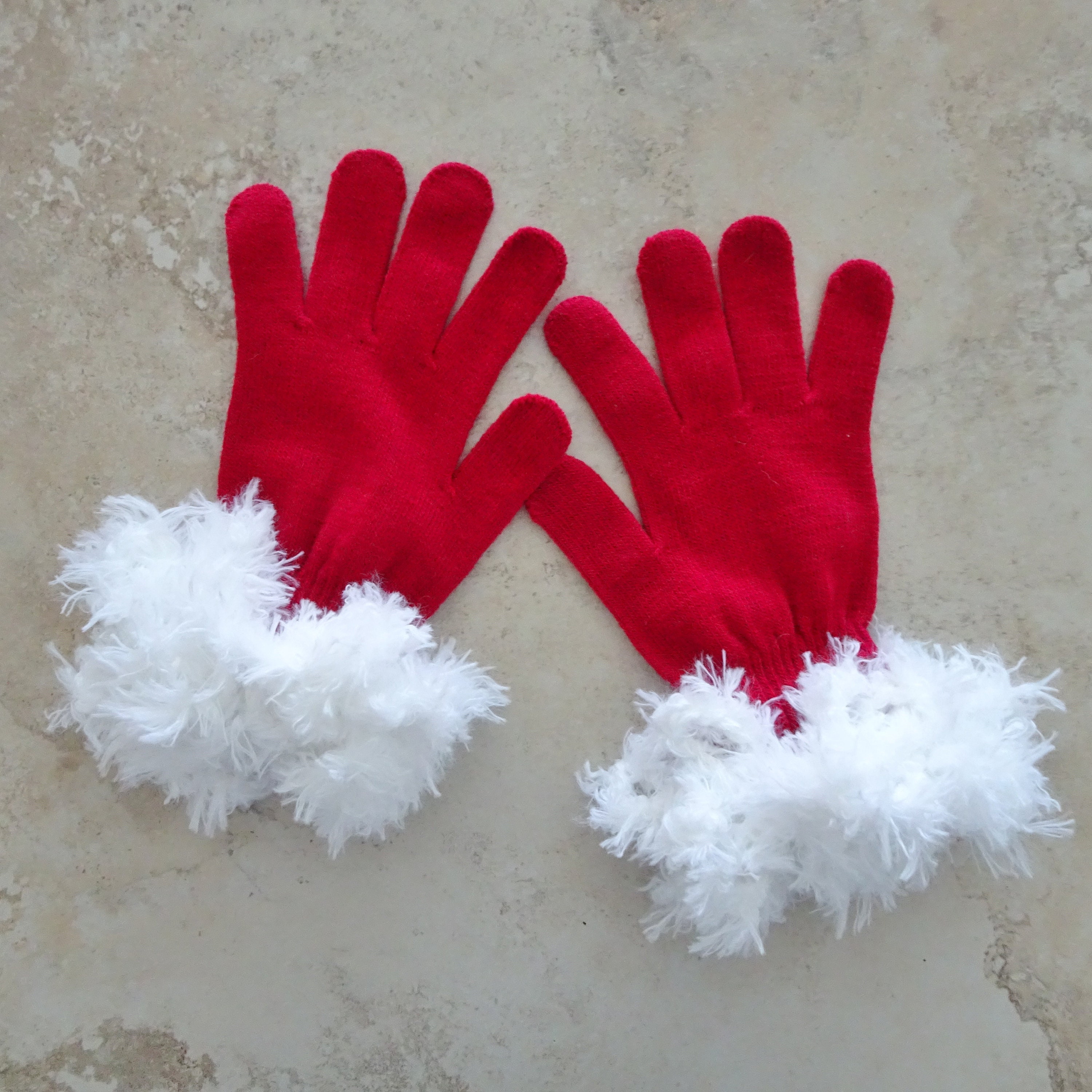 Red Knit Gloves Fancy White Cuffs Christmas Mrs Santa Claus Etsy