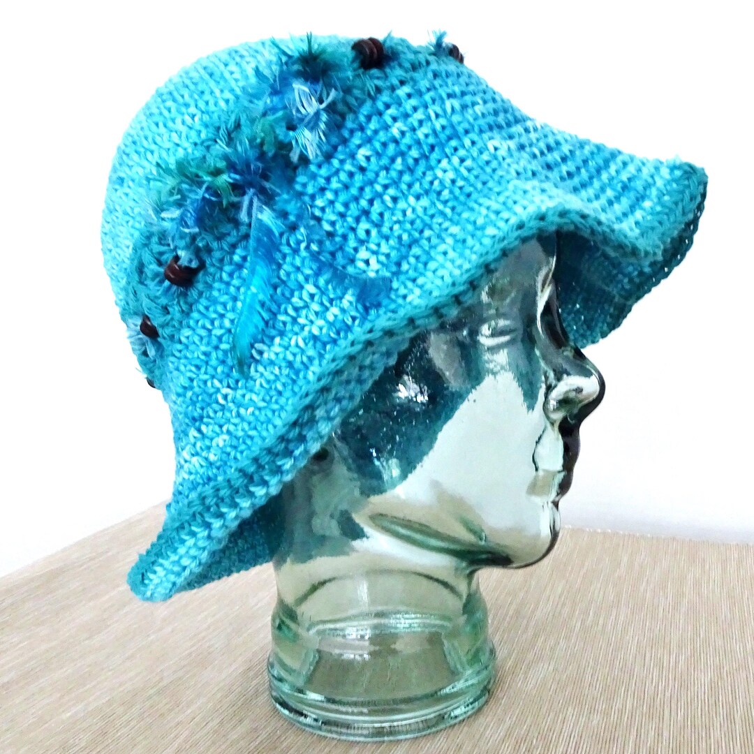 Turquoise Wide Brim Floppy Summer Hat Beach Church Reception Party Brunch NWT Tigeen 12 PCS Women main image 4